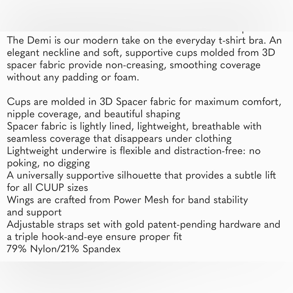 NWOT CUUP The Demi Spacer Bra - Picture 3 of 8